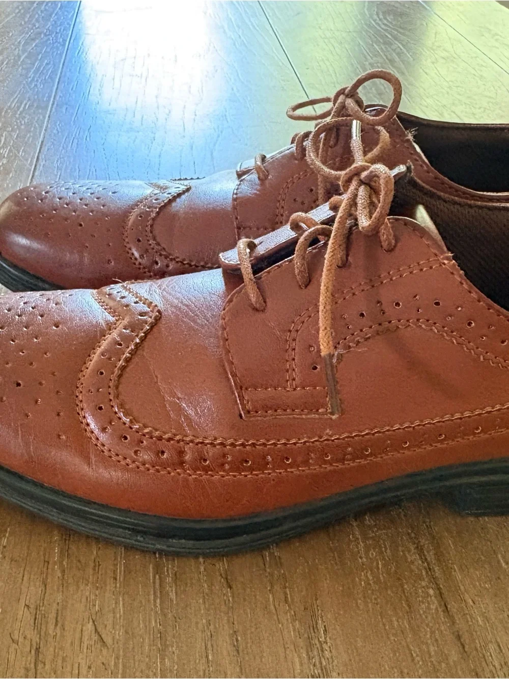 Deer Stags Brown Boys' Classic Wingtip Dress Shoes